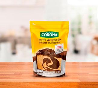 Mezclas listas Corona Torta de vainilla veteada de chocolate